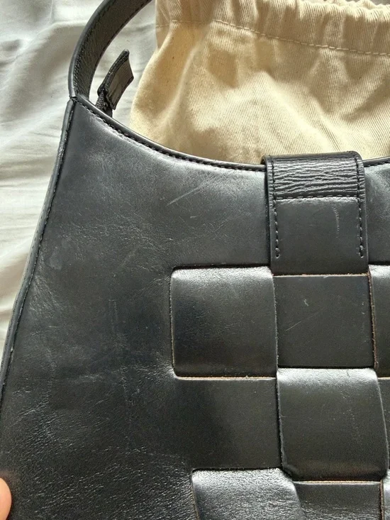 Hereu Bauza Black Leather Structured Shoulder Bag with Woven Front Detail - Picture 16 of 16